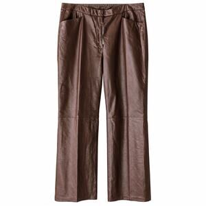 NWT Chadwick's Brown Genuine Leather Pants Straight Leg Lined Size 16 Tall